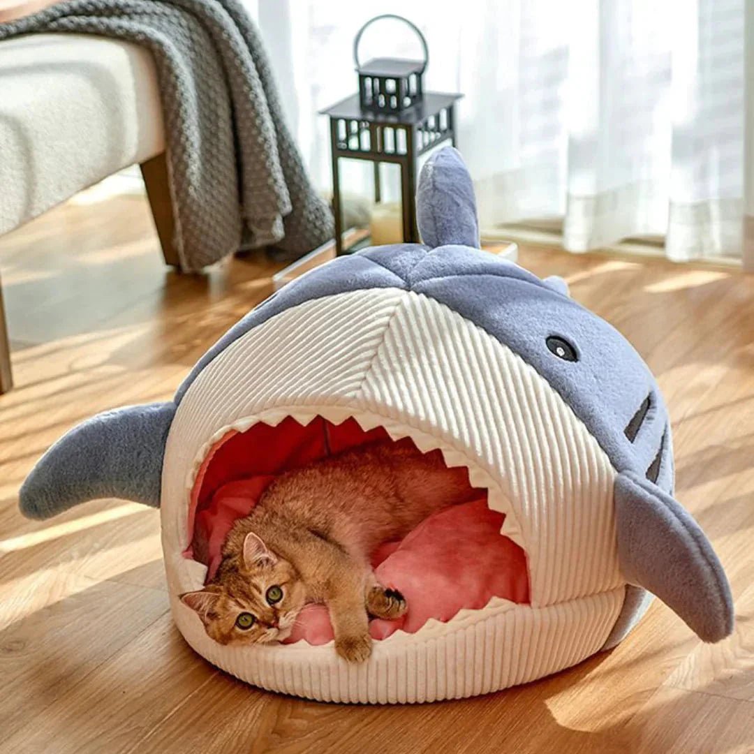 Luxury Plush Shark Pet Bed - Liora Paws
