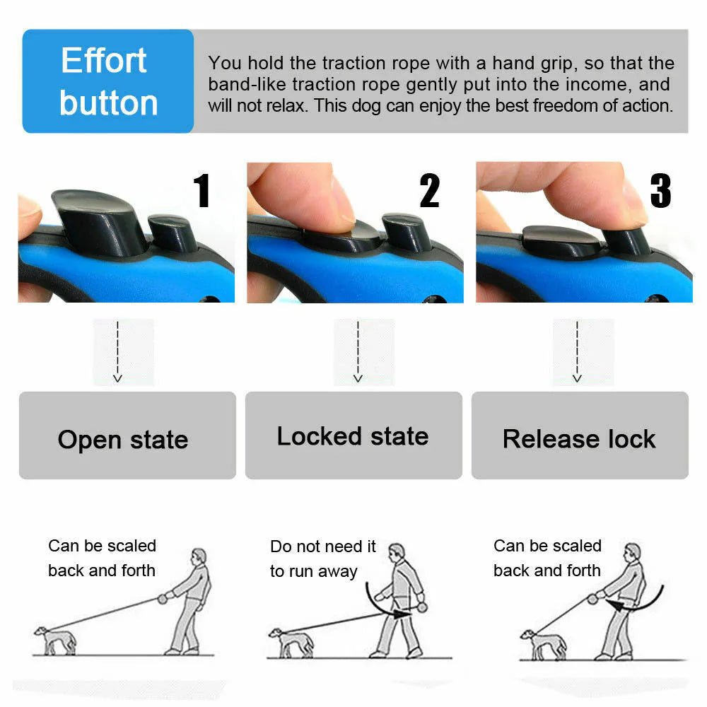 Automatic Retractable Dog Leash - Dual Size Options with Brake & Lock Safety System - Liora Paws