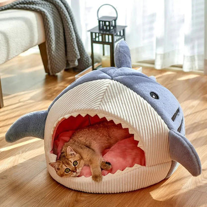 Luxury Plush Shark Pet Bed - Liora Paws