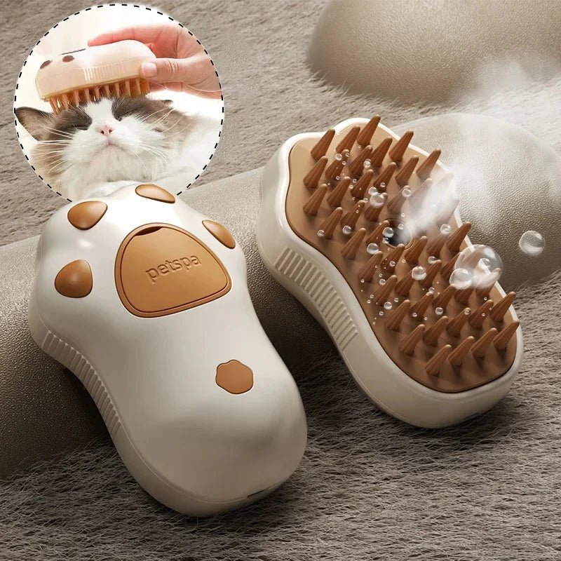 Electric Cat Steam Brush – 3 - In - 1 Pet Grooming Comb with Water Spray for Cats and Dogs, USB Rechargeable - Liora Paws