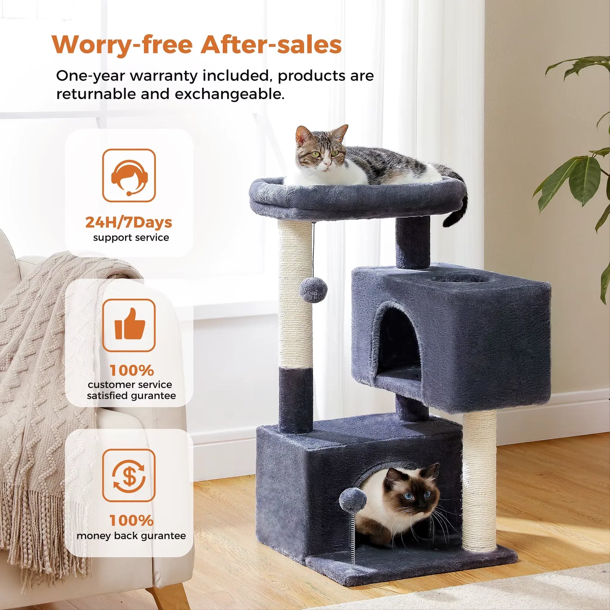 Cat Tree for Large Cats Cat Tower for Indoor - Liora Paws