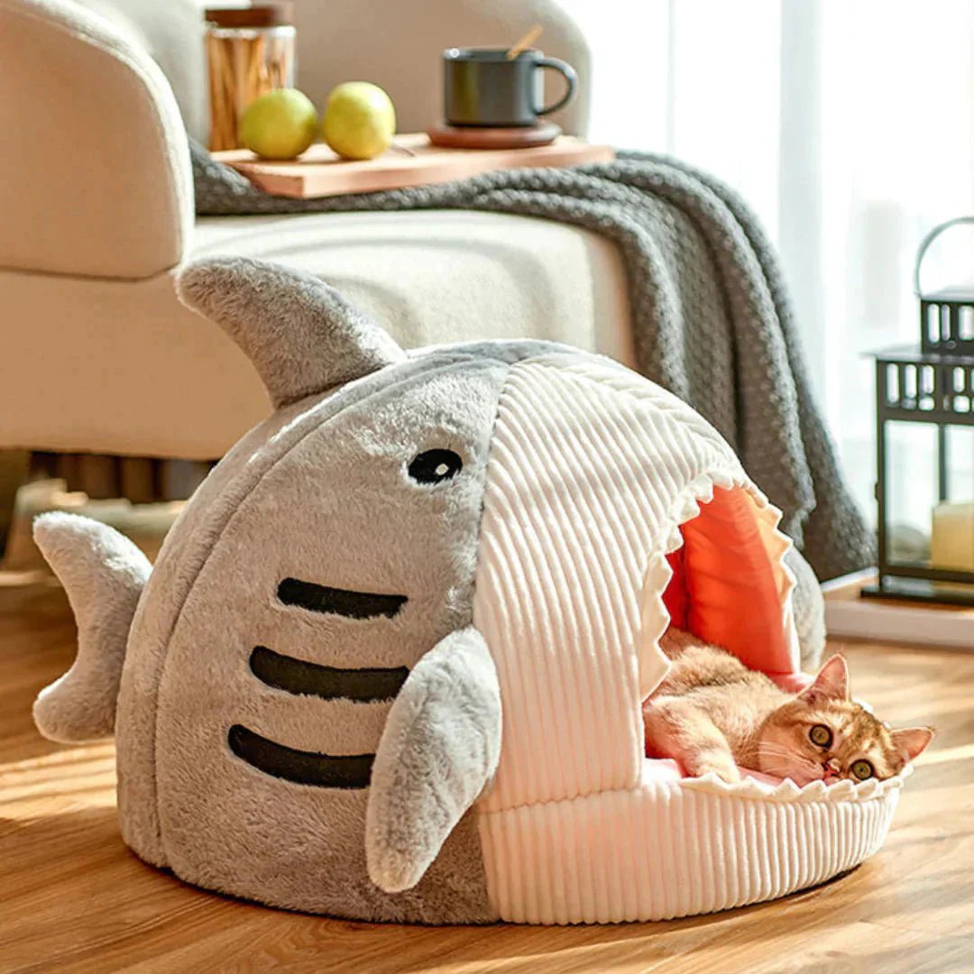 Luxury Plush Shark Pet Bed - Liora Paws