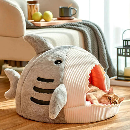Luxury Plush Shark Pet Bed - Liora Paws