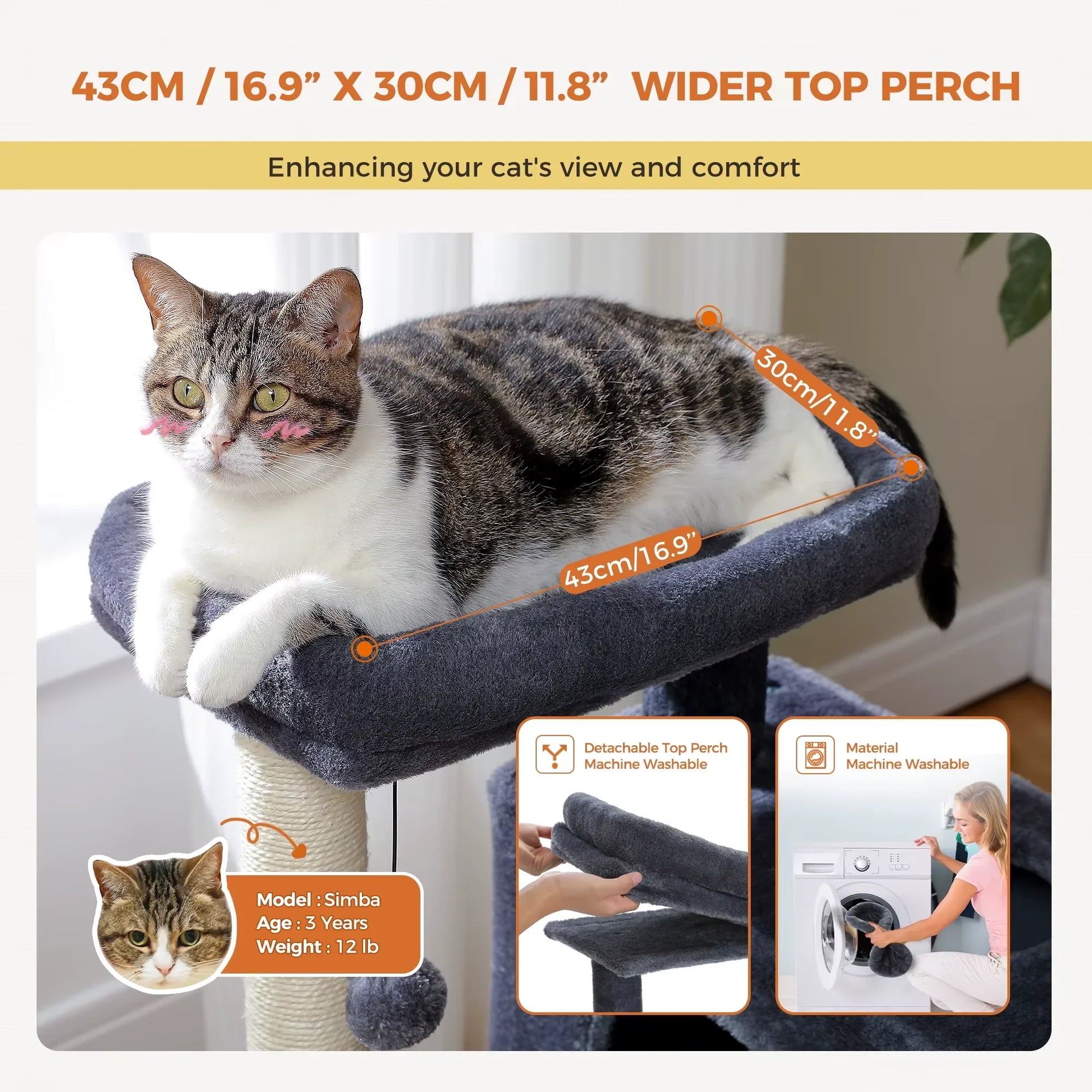 Cat Tree for Large Cats Cat Tower for Indoor - Liora Paws